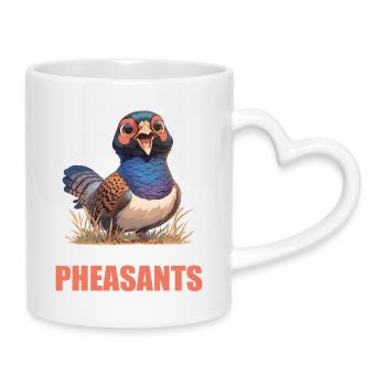 Fasane Fasan - Tasse mit Herzhenkel - Weiß - Rechts