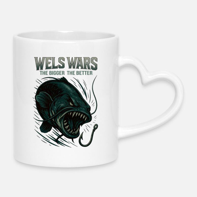 Wels Wars The Bigger The Better - Mug with Heart-Shaped Handle - white