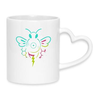 Music Bee with Vinyl Beat and Blitz Power - Mug with Heart-Shaped Handle - white - Right