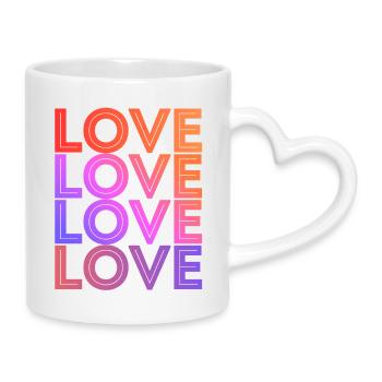 LOVE Text Font Design Gradient Typo - Mug with Heart-Shaped Handle - white - Right