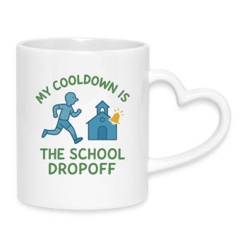 Laufende Mama, Papa, Joggende Eltern - Tasse mit Herzhenkel - Weiß - Rechts