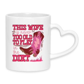 Wife of a farmer Mother - Mug with Heart-Shaped Handle - white - Right