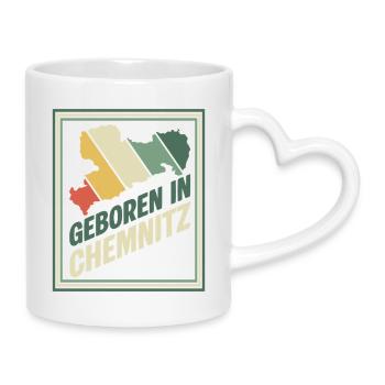 Geboren in Chemnitz Vintage Signet - Tasse mit Herzhenkel - Weiß - Rechts