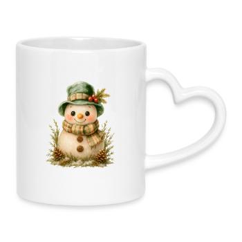 Winterfreund Schneemann - Tasse mit Herzhenkel - Weiß - Rechts