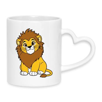 Kleiner Löwe der Savanne – Illustration Löwenjunges - Tasse mit Herzhenkel - Weiß - Rechts