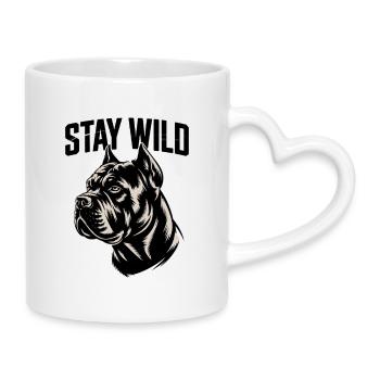 Stay Wild Dogs Motif Strength - Mug with Heart-Shaped Handle - white - Right