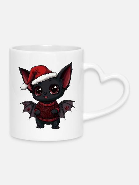 Fledermaus Weihnachten Xmas - Tasse mit Herzhenkel - Weiß