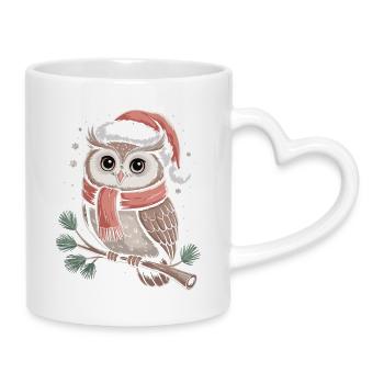 Écharpe magique de la chouette de Noël - Mug avec anse en forme de cœur - blanc - Droite