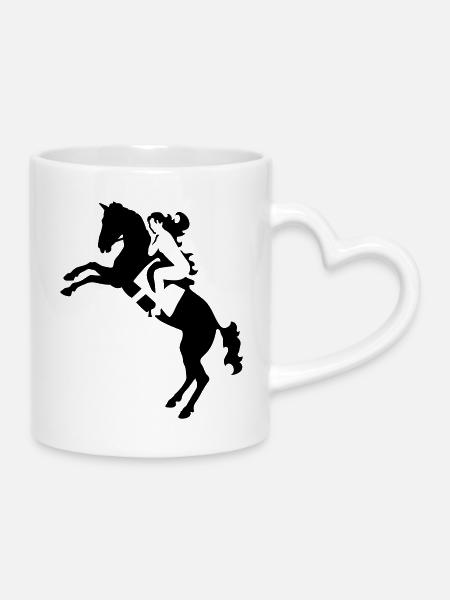 Reiterin - Tasse mit Herzhenkel - Weiß