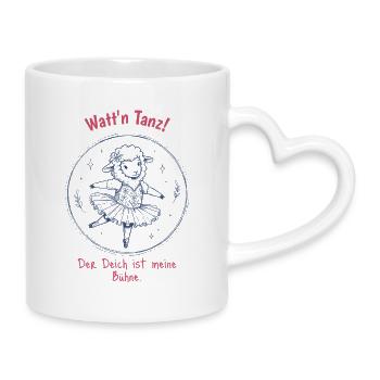 Watt'n Tanz! Deich Bühne Tanz-Schaf - Tasse mit Herzhenkel - Weiß - Rechts