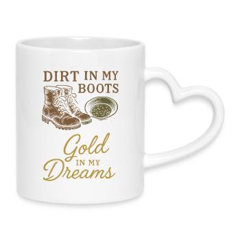 Goldwaschen Hobby Geschenk Creek Pan - Tasse mit Herzhenkel - Weiß - Rechts