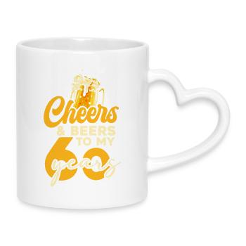 Santé pour ses 60 ans et la bière - Mug avec anse en forme de cœur - blanc - Droite
