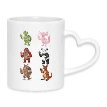 Tierhelden Comic Kollektion - Tasse mit Herzhenkel - Weiß - Rechts