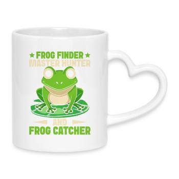 Attrapeur de grenouilles, Chercheur de grenouilles, Maître Chasseur de grenouilles, grenouille - Mug avec anse en forme de cœur - blanc - Droite