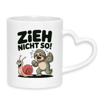 Sloth with snail, relaxed funshirt - Mug with Heart-Shaped Handle - white - Right