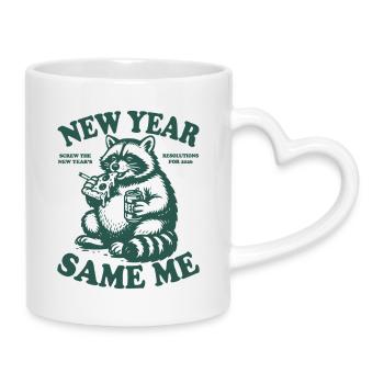 Raccoon | Nouvelle année, vieux moi | bonnes intentions - Mug avec anse en forme de cœur - blanc - Droite