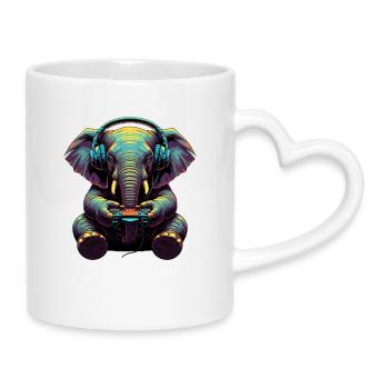 Elefant Spiele Tier Videospiele Lustiger Elefant - Tasse mit Herzhenkel - Weiß - Rechts