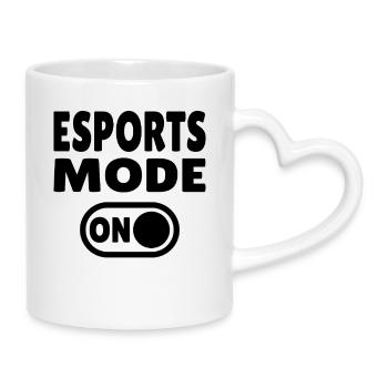 Esports Mode ON – Gaming - Mug with Heart-Shaped Handle - white - Right