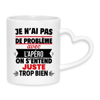 Just with aperitif humor - Mug with Heart-Shaped Handle - white - Right