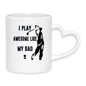 Je joue au golf super bien comme mon père - Mug avec anse en forme de cœur - blanc - Droite