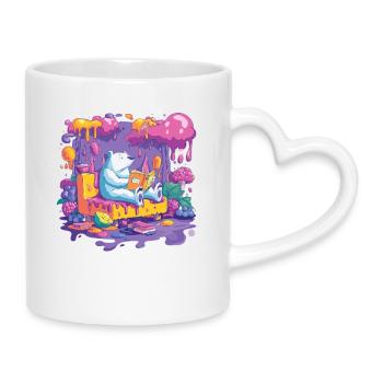 Colorful bear harvest in the flow of colors - Mug with Heart-Shaped Handle - white - Right