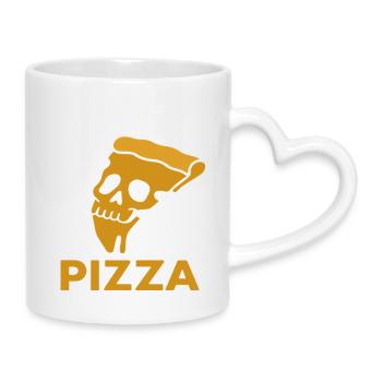 Repos dans une part de crâne de pizza Design drôle de nourriture - Mug avec anse en forme de cœur - blanc - Droite