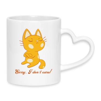 Je m’en fiche, amateur de chats drôle - Mug avec anse en forme de cœur - blanc - Droite