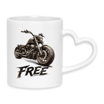 Free Wild Motorcycle – Freiheit auf zwei Rädern - Tasse mit Herzhenkel - Weiß - Rechts