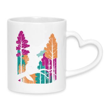Mondwolf im farbenfrohen Waldfuchs - Tasse mit Herzhenkel - Weiß - Rechts