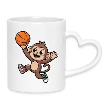 Basket en dunking singe - Mug avec anse en forme de cœur - blanc - Droite