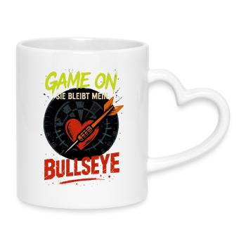 Darts Valentine's Day Bullseye, She Remains Mine - Mug with Heart-Shaped Handle - white - Right