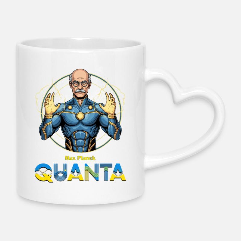 Quanta-Planck-Superheld - Tasse mit Herzhenkel - Weiß