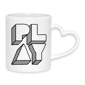 Press Play – Musik Party DJ Design - Tasse mit Herzhenkel - Weiß - Rechts