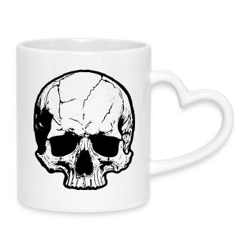 Schädelsilhouette Hochkontrast - Tasse mit Herzhenkel - Weiß - Rechts