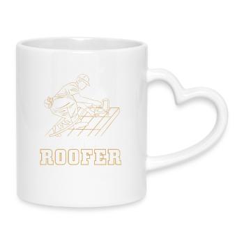 Dachdecker Handwerker Beruf Spruch - Tasse mit Herzhenkel - Weiß - Rechts