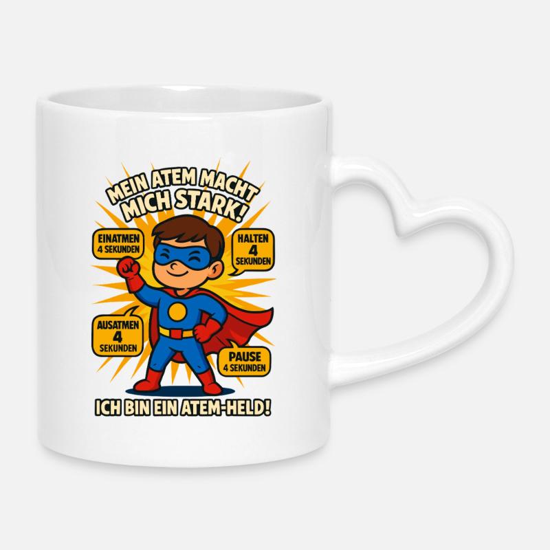 Children’s Breath Hero, exercice de pleine conscience Relaxation - Mug avec anse en forme de cœur - blanc