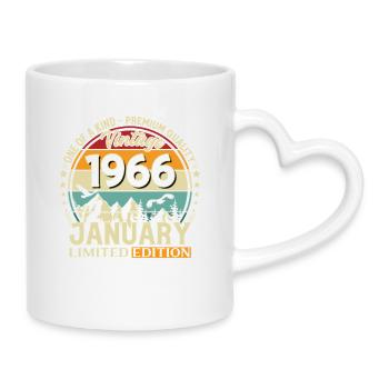 196660e anniversaire Millésime janvier 1966 - Mug avec anse en forme de cœur - blanc - Droite