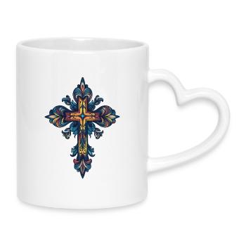 Croix chrétienne - Mug avec anse en forme de cœur - blanc - Droite