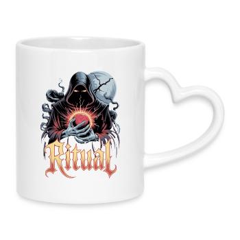 Ritual Dark Magician Occult Symbol Full Moon - Mug with Heart-Shaped Handle - white - Right