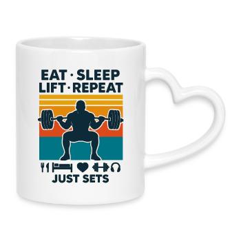 Gym Life Lifter, Eat Sleep Lift Fitness - Mug with Heart-Shaped Handle - white - Right