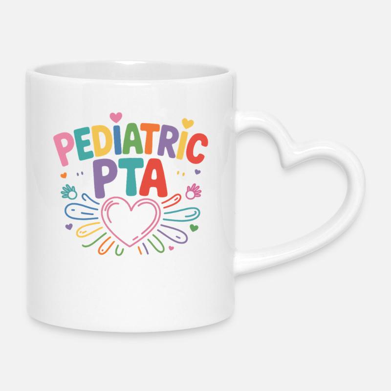 PTA pédiatrique Rainbow Heart - Mug avec anse en forme de cœur - blanc