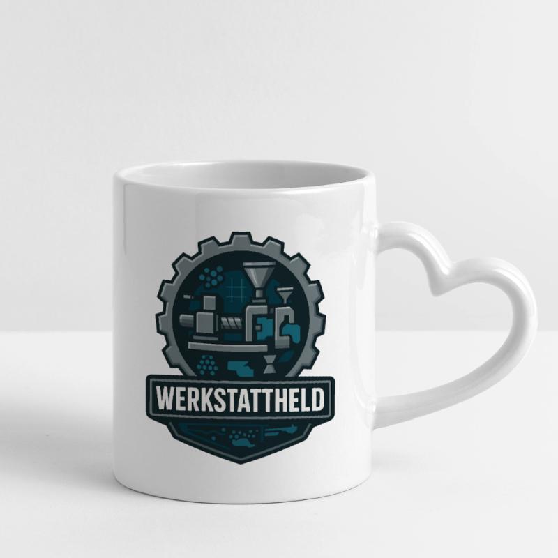Workshop Hero, Plastic Machine Mug with Heart-Shaped Handle