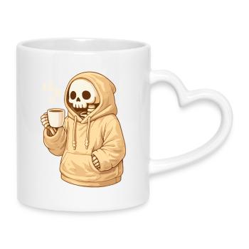 Cozy skeleton in hoodie with mug - Mug with Heart-Shaped Handle - white - Right