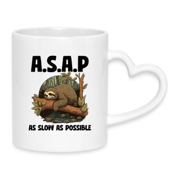 Sloth ASAP As Slow As Possible - Mug with Heart-Shaped Handle - white - Right