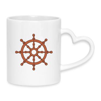 Kapitäns Steuerrad Emblem - Tasse mit Herzhenkel - Weiß - Rechts