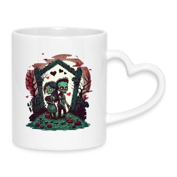Valentine Zombie Love - Mug with Heart-Shaped Handle - white - Right