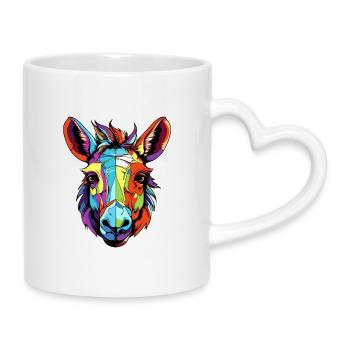 Donkey Animal Head - Mug with Heart-Shaped Handle - white - Right