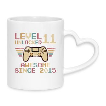 11th Birthday Boys Video Gamer Level 11 unlocked - Mug with Heart-Shaped Handle - white - Right
