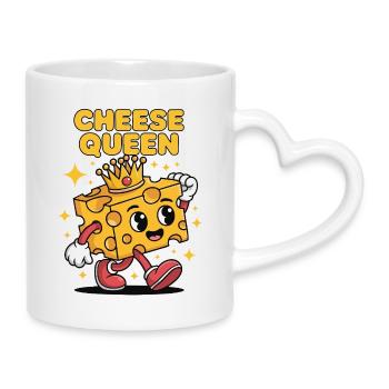 Cheese Queen – Fromage à couronne - Mug avec anse en forme de cœur - blanc - Droite