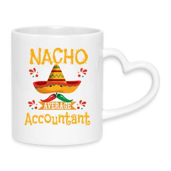 Nacho Durchschnittlicher Buchhalter - Tasse mit Herzhenkel - Weiß - Rechts